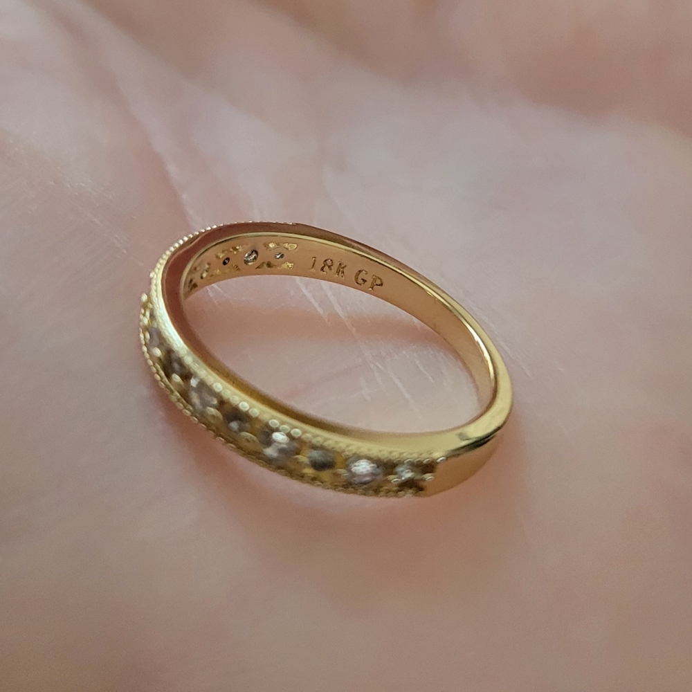 Delicate 18k Channel Set Band - Picture 9 of 9